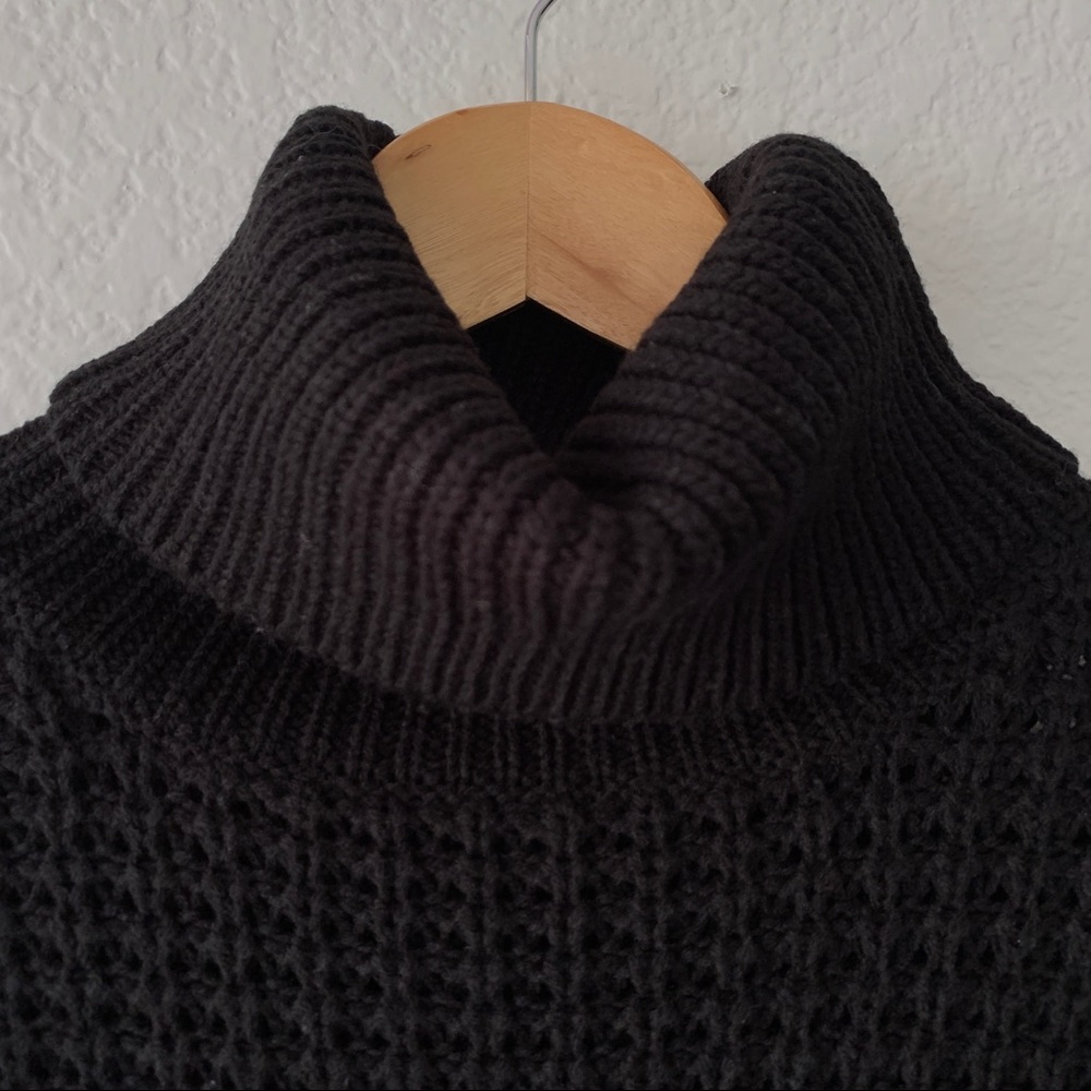 Stradivarius Black Open Knit Turtleneck Sweater S - Picture 7 of 12